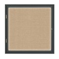 United Visual Products Single Door Slim Enclosed Radius EZ Tack Board, 42"x32", Satin/Grey UVRDS42EZ-GREY-SATIN